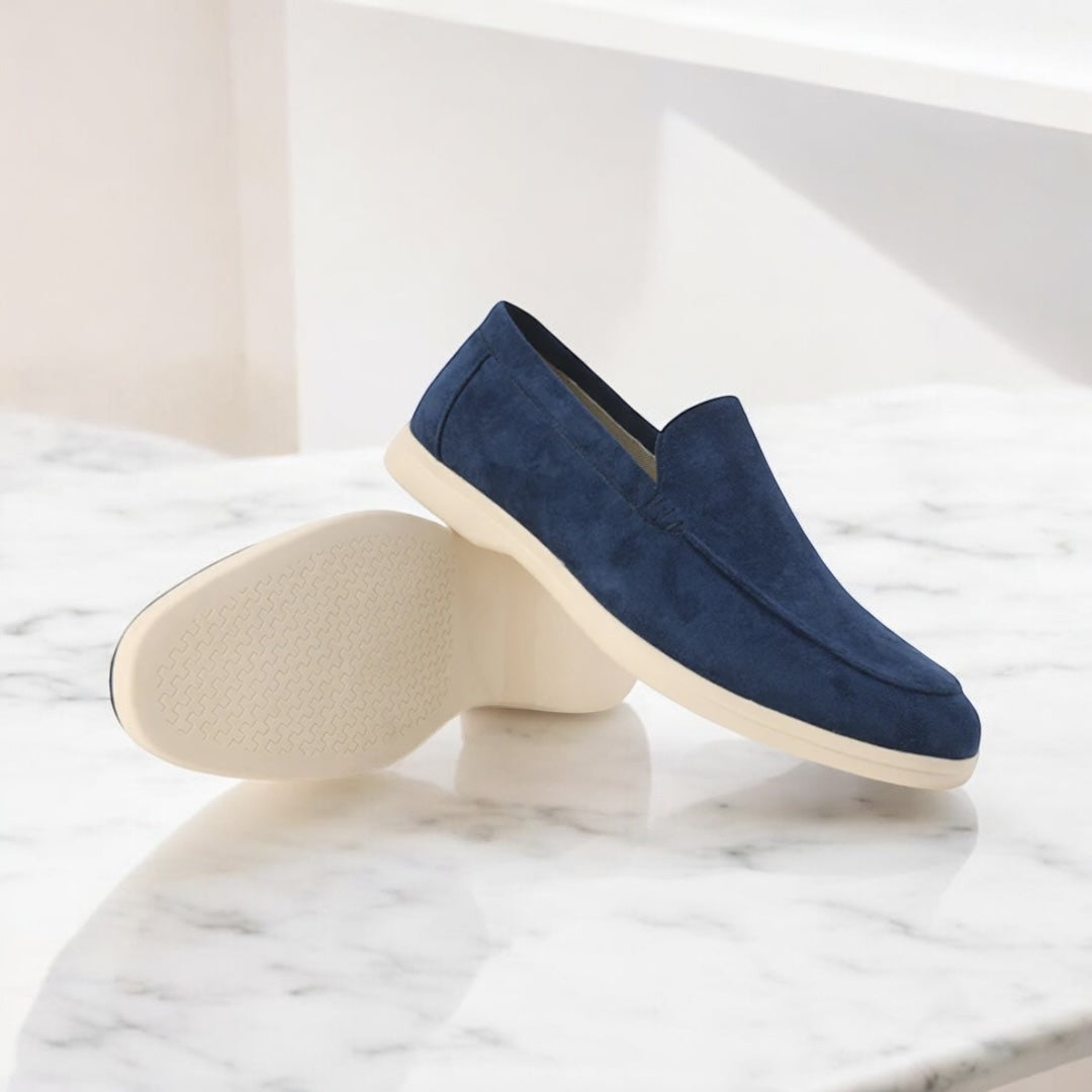 Mocassino Portofino in pelle blu navy, stile Old Money, Valdi Riviera